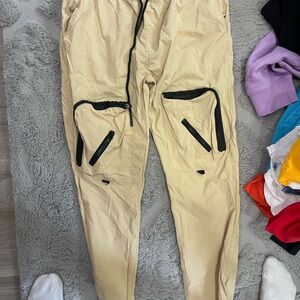 Men's Beige Pants with Black Accents